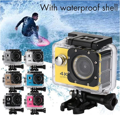 Action Camera 4K Ultra HD 16MP Impermeabile fino a 30m con Wi-Fi, Grandangolo 170°, Display LCD 2"