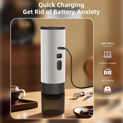 Macchina da Caffè Portatile a Capsule 7800mAh Wireless USB-C, Riscaldamento Rapido 90°C, Compatta per Viaggio Auto e Outdoor