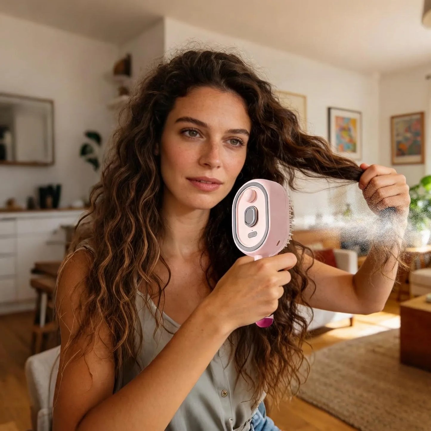Spazzola Elettrica Districante e Massaggiante per Capelli Ricaricabile USB-C – Anticrespo con Massaggio del Cuoio Capelluto