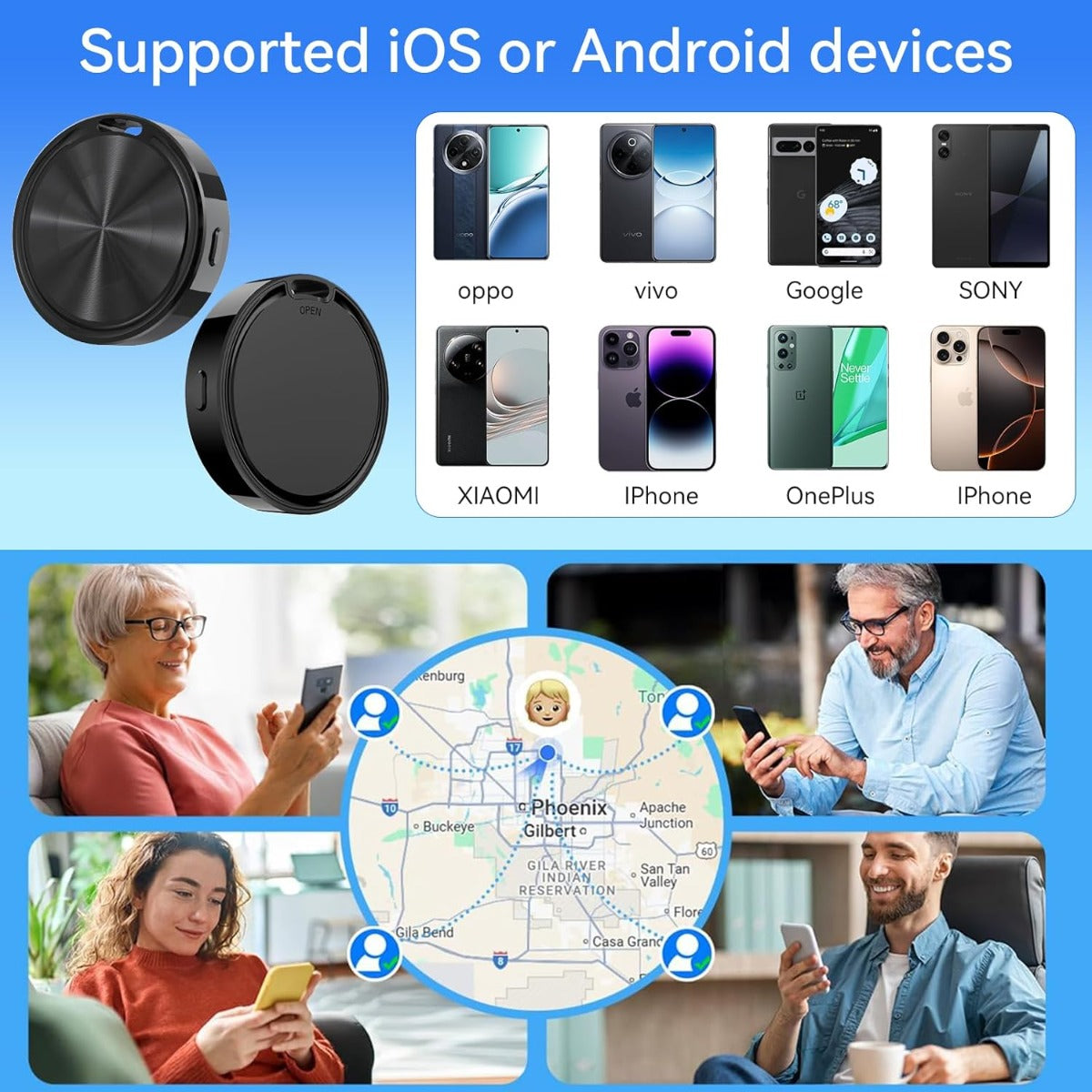 Smart Tag GPS Bluetooth per iOS e Android – Localizzatore Oggetti Compatibile con “Dov’è” Apple e “Trova il mio dispositivo” Google – Impermeabile IP67 – Batteria CR2032 – Avviso Smarrimento