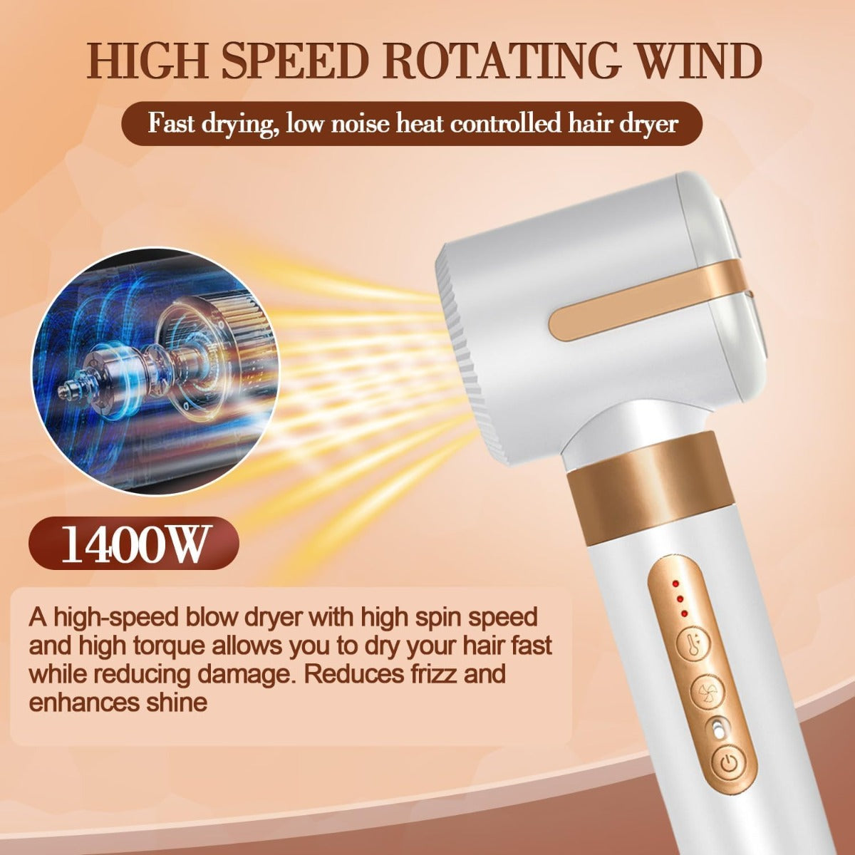 Styler Air 7-in-1 con Asciugacapelli 1400W, Spazzola ad Aria Calda, Arricciacapelli Automatico e Diffusore