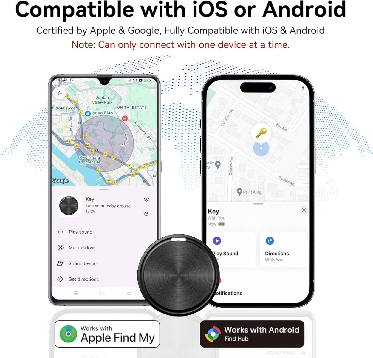 Smart Tag GPS Bluetooth per iOS e Android – Localizzatore Oggetti Compatibile con “Dov’è” Apple e “Trova il mio dispositivo” Google – Impermeabile IP67 – Batteria CR2032 – Avviso Smarrimento