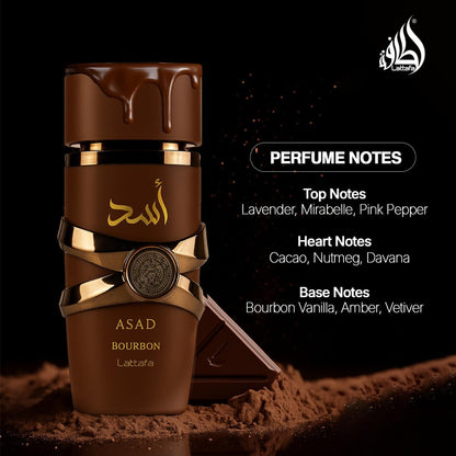 Lattafa Asad Bourbon Eau de Parfum 100ml – Profumo Uomo Intenso e Speziato | Fragranza di Lusso Lunga Durata