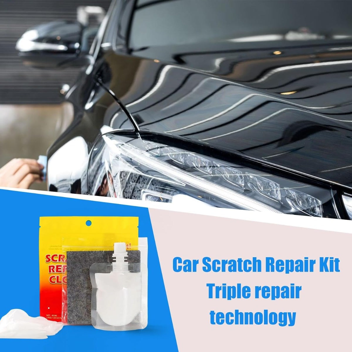 Pasta Riparatrice per Graffi Auto – Kit Restauratore Vernice Multiuso con Gomma Antigraffio