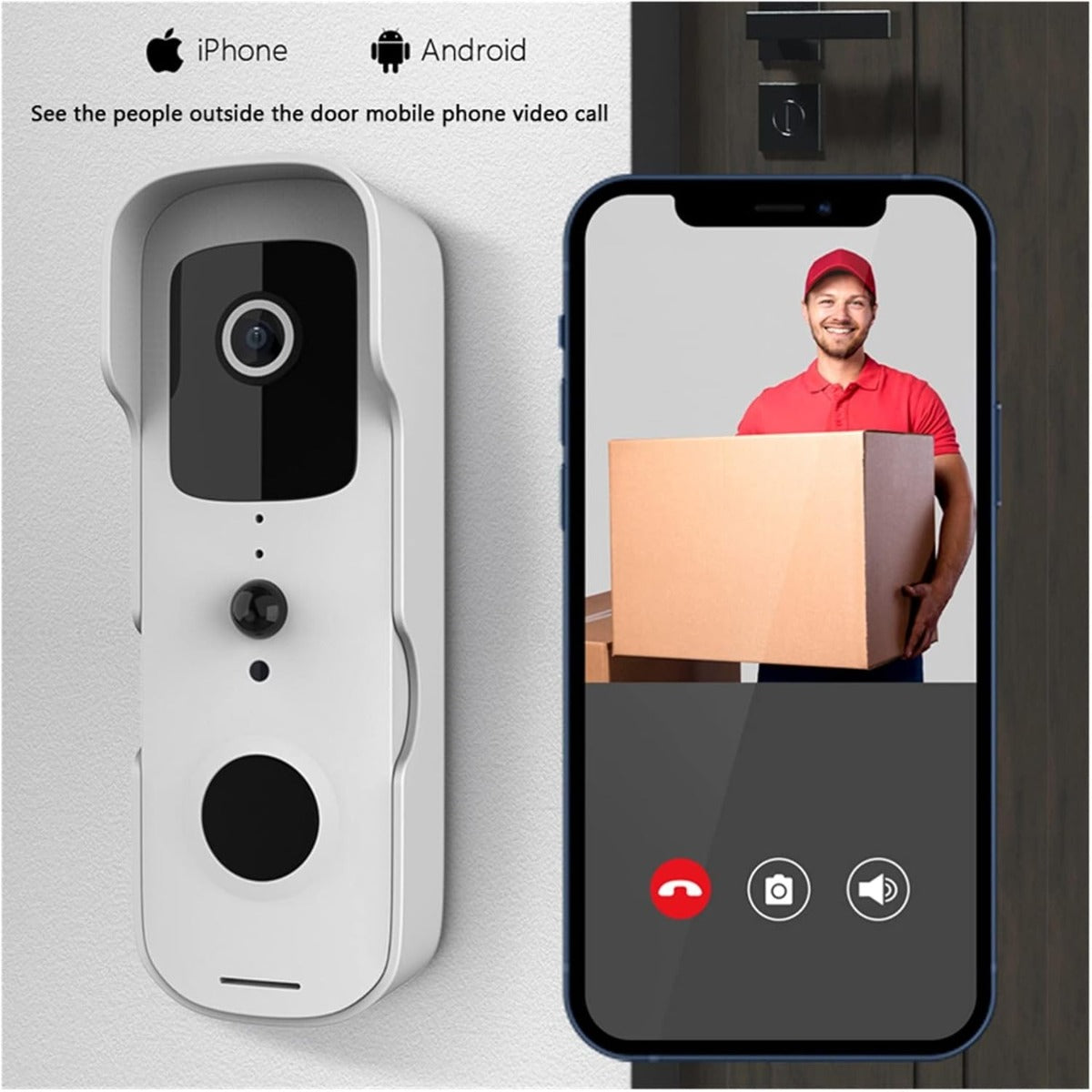 Videocitofono WiFi 4K Wireless con PIR e Visione Notturna