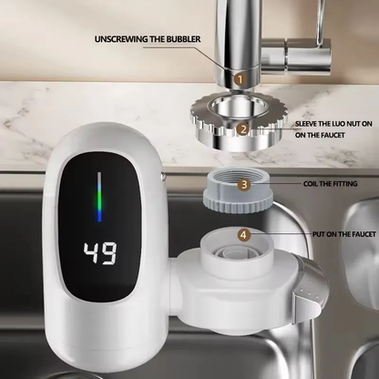 Scaldabagno Elettrico Istantaneo 3000W con Rubinetto e Display Digitale – Riscaldamento in 3 Secondi per Cucina e Bagno