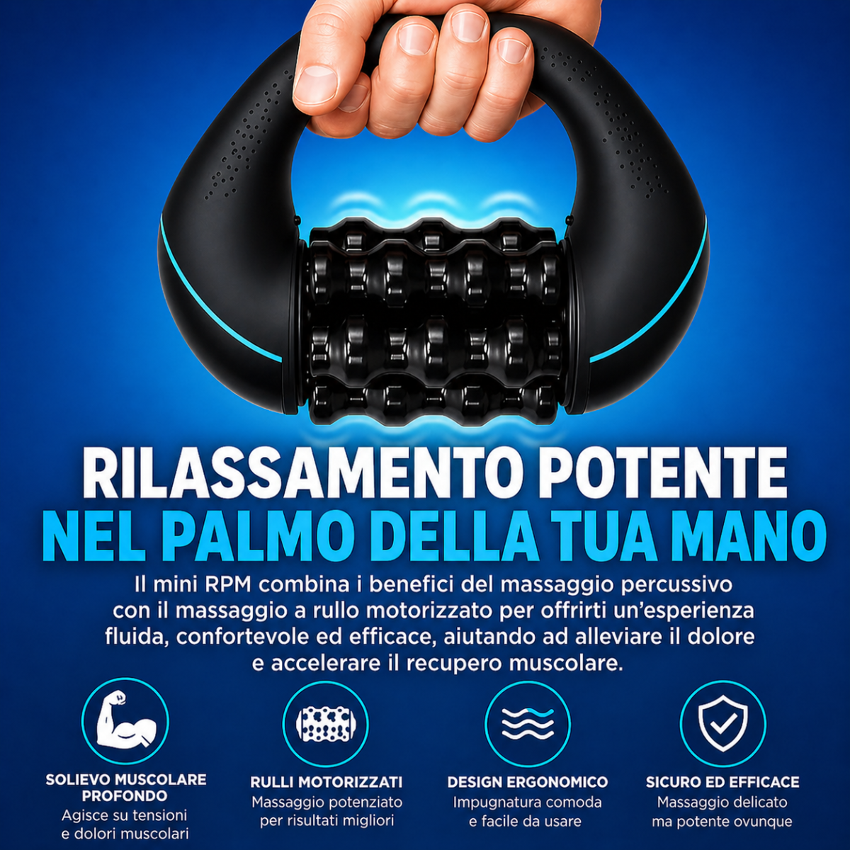 Massaggiatore Muscolare Elettrico Relixa Pro – Massaggio Percussivo 3 Velocità, Rulli Motorizzati, Sollievo Profondo Schiena Collo Corpo