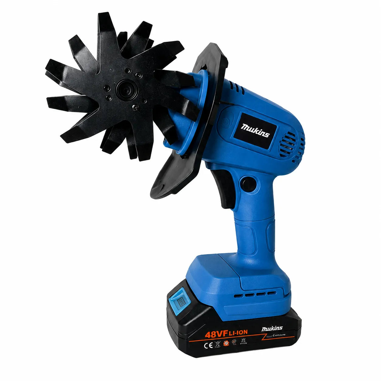 Motozappa Elettrica a Batteria 48VF – Coltivatore Portatile 550W per Orto e Giardino – 8 Lame in Acciaio – Batteria al Litio con Display – Sarchiatore Cordless Leggero