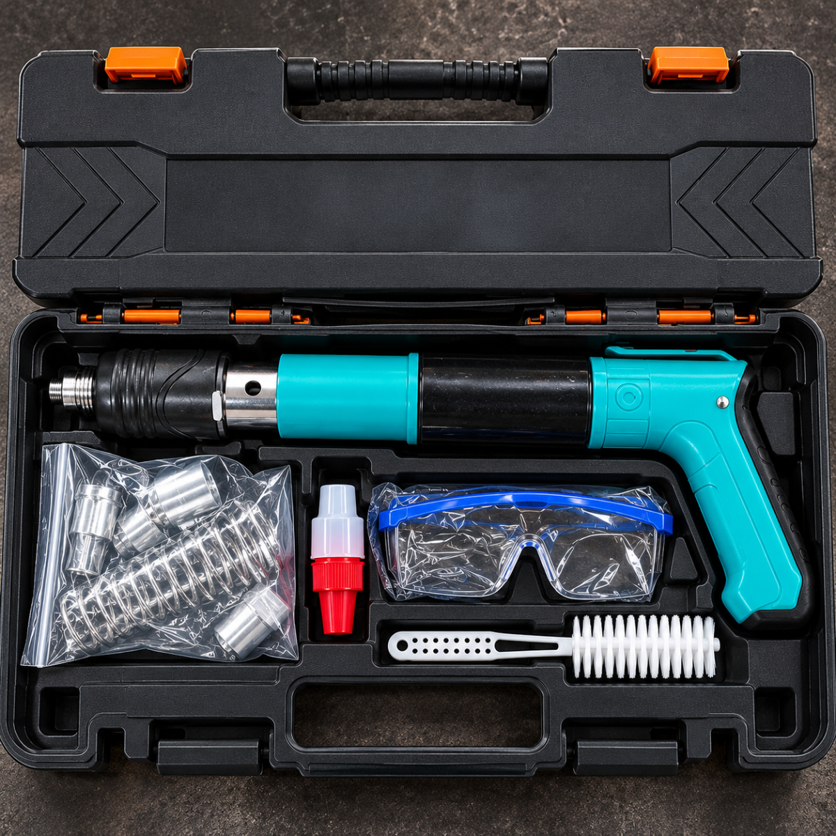 Kit Pistola Sparachiodi Manuale ad Alta Potenza con Valigetta e Accessori per Calcestruzzo, Mattoni, Legno e Acciaio Sottile