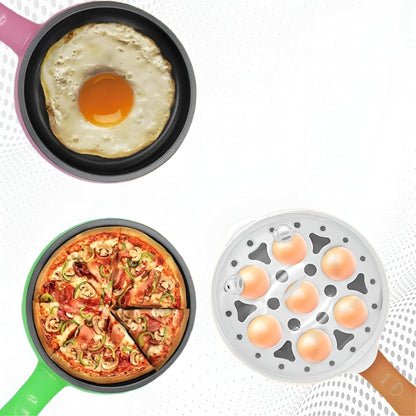 Cuociuova Multifunzionale 3 in 1 – Livellatore e Mini Padella Elettrica per 7 Uova, Vapore e Colazioni Veloci