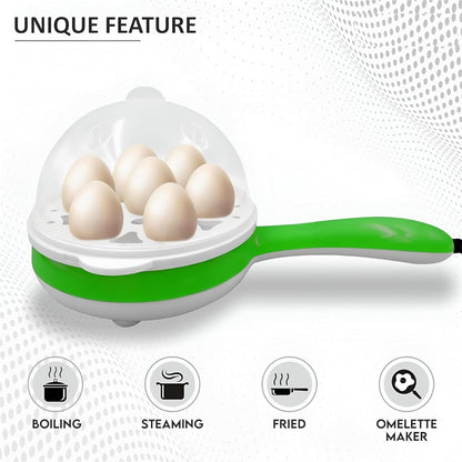 Cuociuova Multifunzionale 3 in 1 – Livellatore e Mini Padella Elettrica per 7 Uova, Vapore e Colazioni Veloci