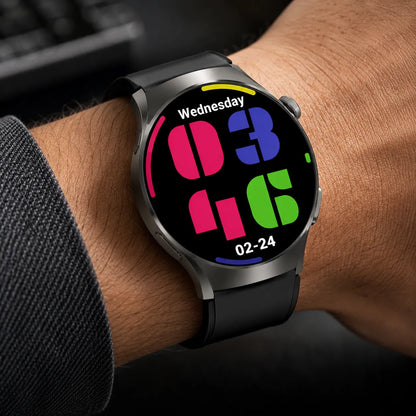 Smartwatch Uomo Bluetooth con Chiamate e Notifiche – Orologio Smart Display Rotondo, Contapassi, Calorie, Monitoraggio Sonno, Modalità Sport e Controllo Fotocamera – iOS Android