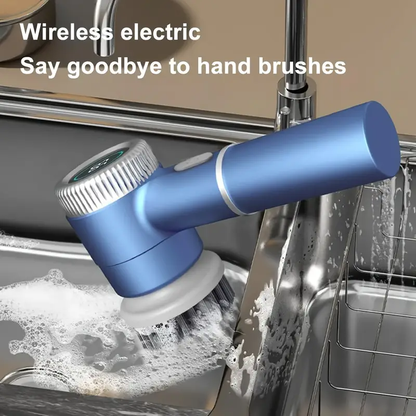 Spazzola Elettrica per Pulizia 5 in 1 – Motore Potente 3 Velocità (1600-2400 giri/min), Impermeabile IPX7, Wireless, Ricaricabile, con 5 Testine Intercambiabili