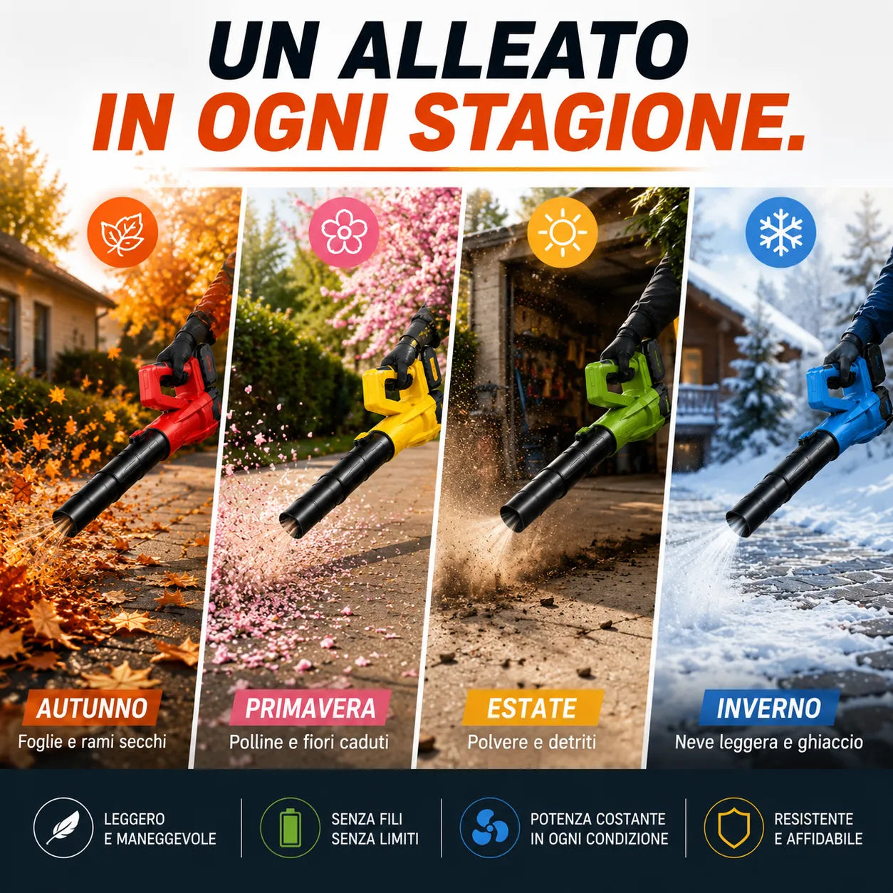 Soffiatore a Batteria 21V Senza Fili – 6 Velocità con Doppia Batteria e Caricabatterie
