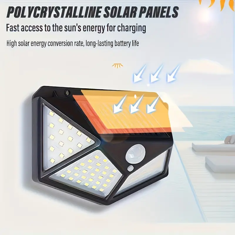 Kit 6 Luci Solari a LED con Sensore di Movimento – 100 LED, IP65, 270° di Copertura