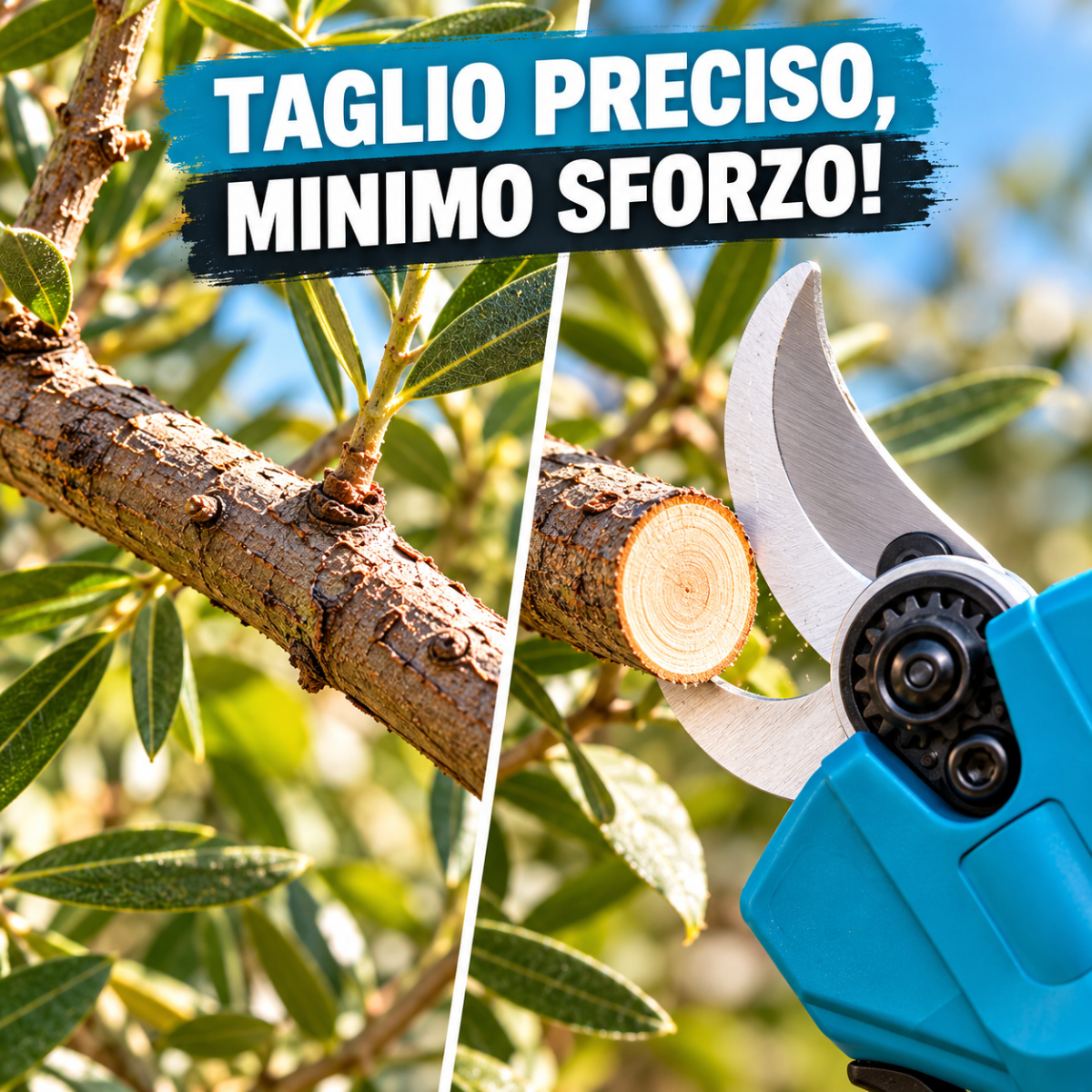 Cesoia Elettrica da Potatura a Batteria 48V Litio 2Ah Brushless Taglio 25 mm  apertura fino a 42 mm per Rami, Alberi, Vigneti e Giardinaggio