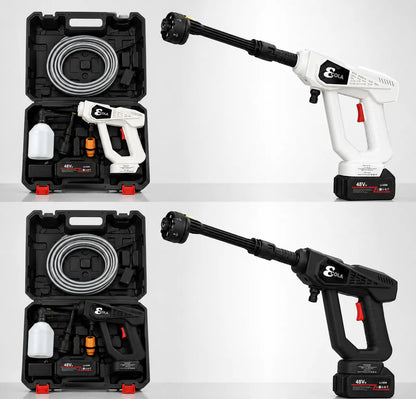 Idropulitrice Cordless 48V con 2 Batterie, Ugello 6 in 1 e Schiumogeno – Pistola ad Alta Pressione Portatile per Auto, Moto, Giardino, Tapparelle e Balconi