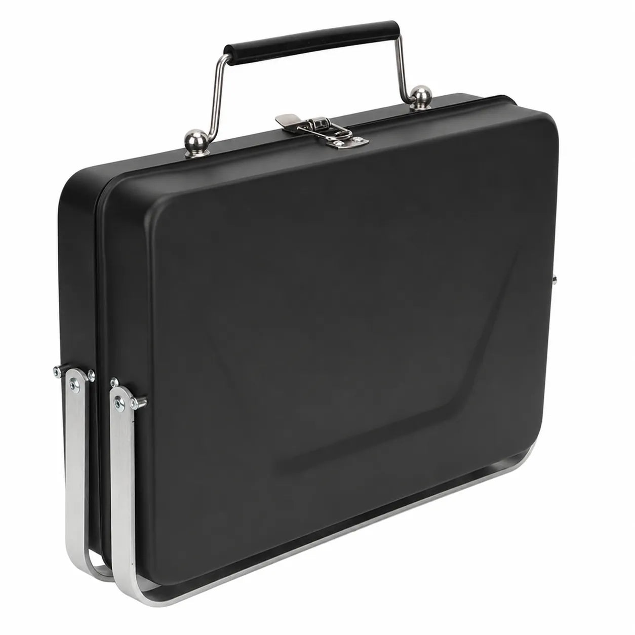 Barbecue Portatile Pieghevole a Valigetta in Acciaio Inox – Mini Griglia Compatta da Campeggio, Picnic, Giardino e Spiaggia con Griglia Ribaltabile e Scomparto Carbone Estensibile