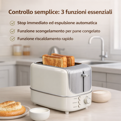 Toaster 2 Slice 800W Compatto e Moderno con 7 Livelli di Tostatura Funzioni Scongelamento e Riscaldamento Ideale per Colazione Disponibile in Diversi Colori
