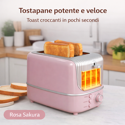 Toaster 2 Slice 800W Compatto e Moderno con 7 Livelli di Tostatura Funzioni Scongelamento e Riscaldamento Ideale per Colazione Disponibile in Diversi Colori