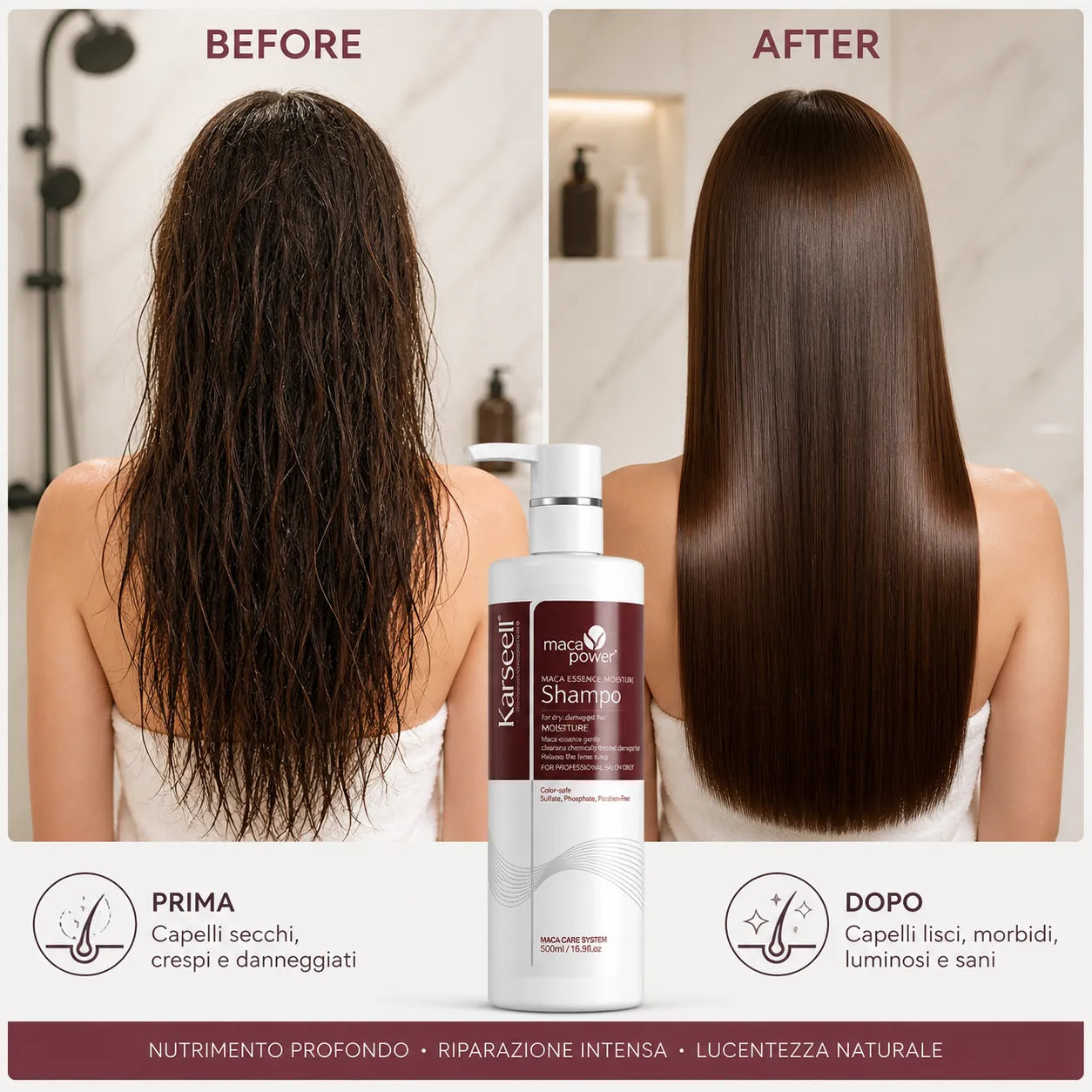 Karseell Shampoo riparatore profondo all'olio di argan per capelli danneggiati