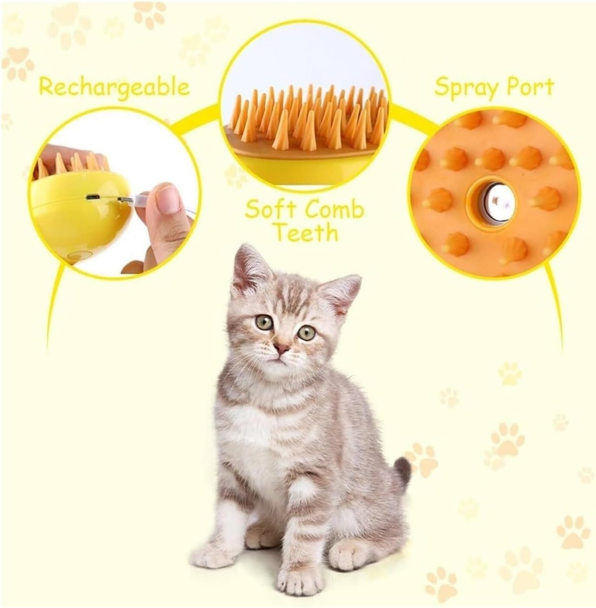 Spazzola a Vapore 3 in 1 per Animali – Pulizia Profonda, Cura del Pelo, Relax Garantito