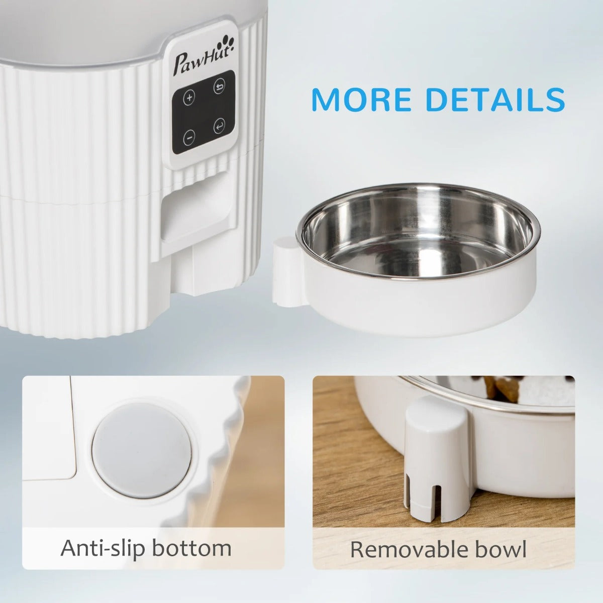Distributore automatico cibo cani e gatti 20,5x25x28 cm con ciotola e timer bianco