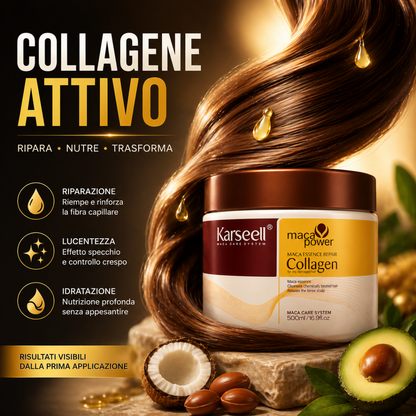 Karseell Maca Care System Maschera Capelli 500ml – Collagene, Olio di Argan, Cocco, Avocado e Cheratina – Trattamento Ristrutturante Idratante Anticrespo Professionale