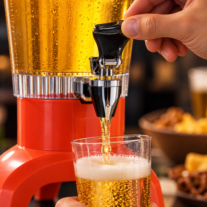 Dispenser Birra a Torre 3 Litri con Luci LED e Speaker Integrato – Spillatore Bevande con Rubinetto, Serbatoio Trasparente e Base da Tavolo – Ideale per Feste, Aperitivi, Barbecue e Serate tra Amici