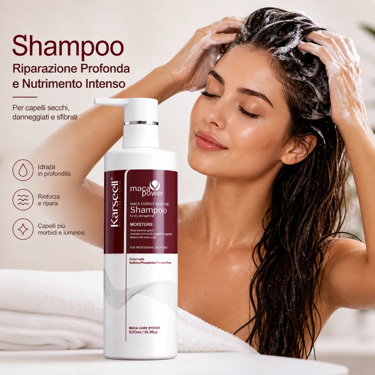 Karseell Shampoo riparatore profondo all'olio di argan per capelli danneggiati