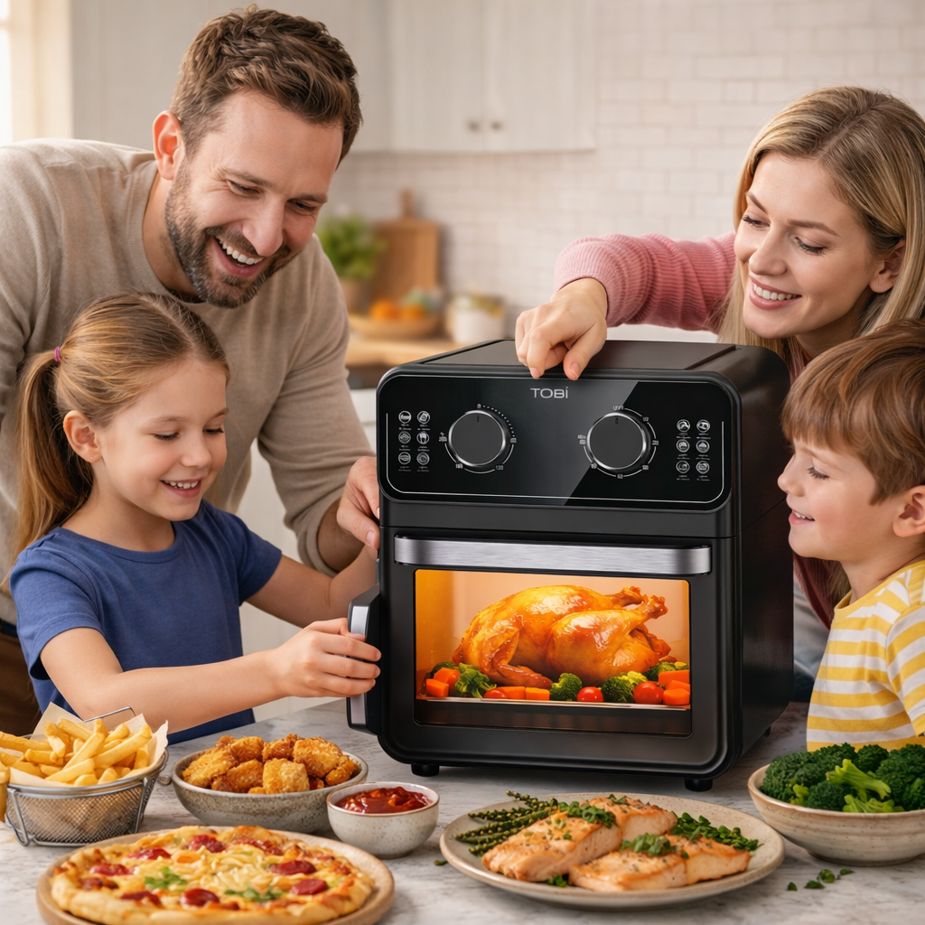 Forno ad Aria 16L TOBI 2400W– Friggitrice ad Aria Multifunzione con Controllo Temperatura, 10 Programmi, Accessori Inclusi