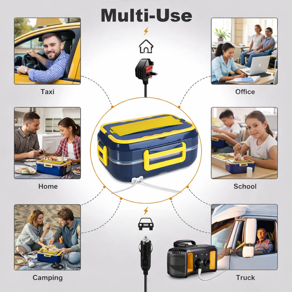 Scaldavivande Elettrico Portatile 1.5L – Lunch Box Riscaldante Casa & Auto con Contenitore in Acciaio Inox, Doppia Alimentazione, Anti-perdite