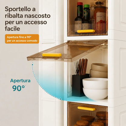 Mobile Salvaspazio Verticale con 5 Ripiani e Ruote – Armadio Slim Multiuso 20x30x138,5 cm – Organizer per Bagno, Cucina, Camera e Lavanderia – Apertura a Ribalta – Colore Bianco