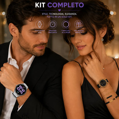 Beauty Miss Smartwatch AMOLED con Chiamate Bluetooth + Orologio – Kit Regalo Completo con 2 Cinturini e Set Bracciali, Fitness Tracker Android iOS