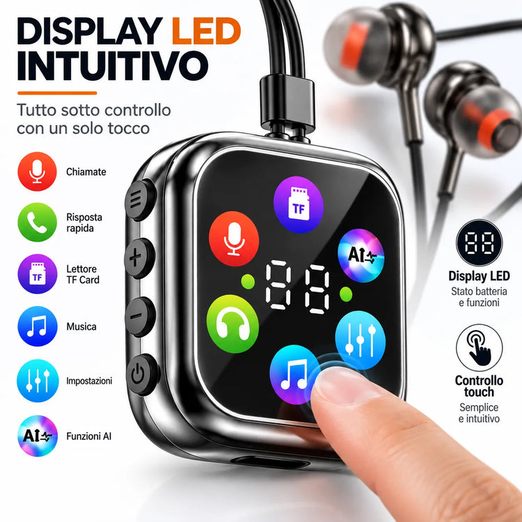 Auricolari Bluetooth 5.4 BTJBL L1 con display LED, microfono e lettore TF/MicroSD