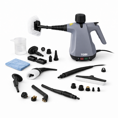Pulitore a Vapore Portatile TB-967 1500W – 15 Accessori per Cucina, Bagno, Auto e Superfici Delicate