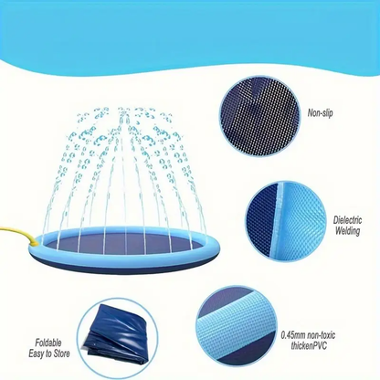 Tappetino Antispruzzo per Cani e Bambini 100 cm – Parco Acquatico Estivo in PVC Antiscivolo e Sicuro, Facile da Installare