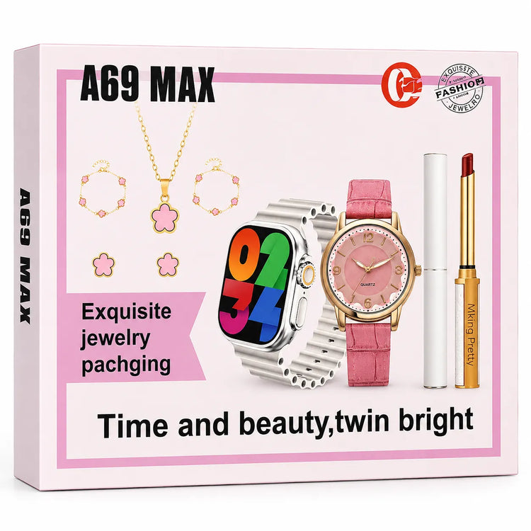 A69 MAX Smartwatch Donna Set Regalo Completo con Orologio Analogico, Gioielli, Cinturini e Accessori Beauty – Chiamate Bluetooth e Monitoraggio Attività