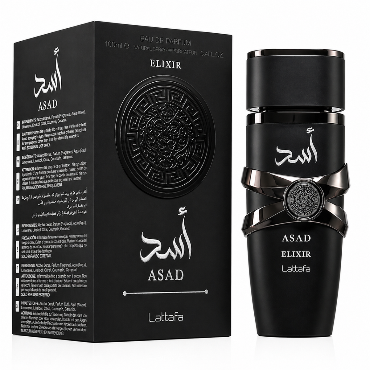 Lattafa Asad Elixir 100ml Eau de Parfum – Profumo Uomo Intenso Woody Spicy Oriental – Fragranza Elegante con Note di Tabacco, Vaniglia e Legni