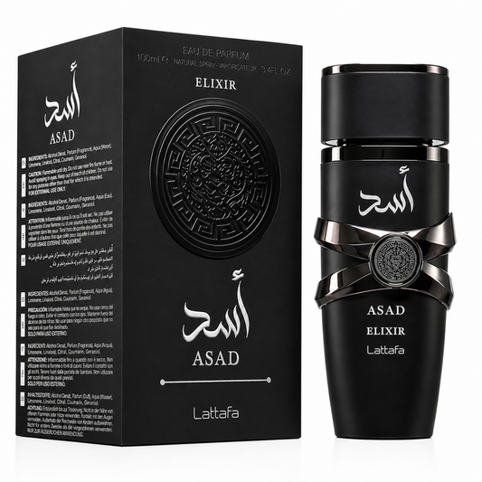 Lattafa Asad Elixir 100ml Eau de Parfum – Profumo Uomo Intenso Woody Spicy Oriental – Fragranza Elegante con Note di Tabacco, Vaniglia e Legni