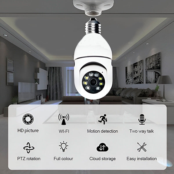 Telecamera Panoramica WiFi 360° con Attacco Lampadina – Controllo da Smartphone