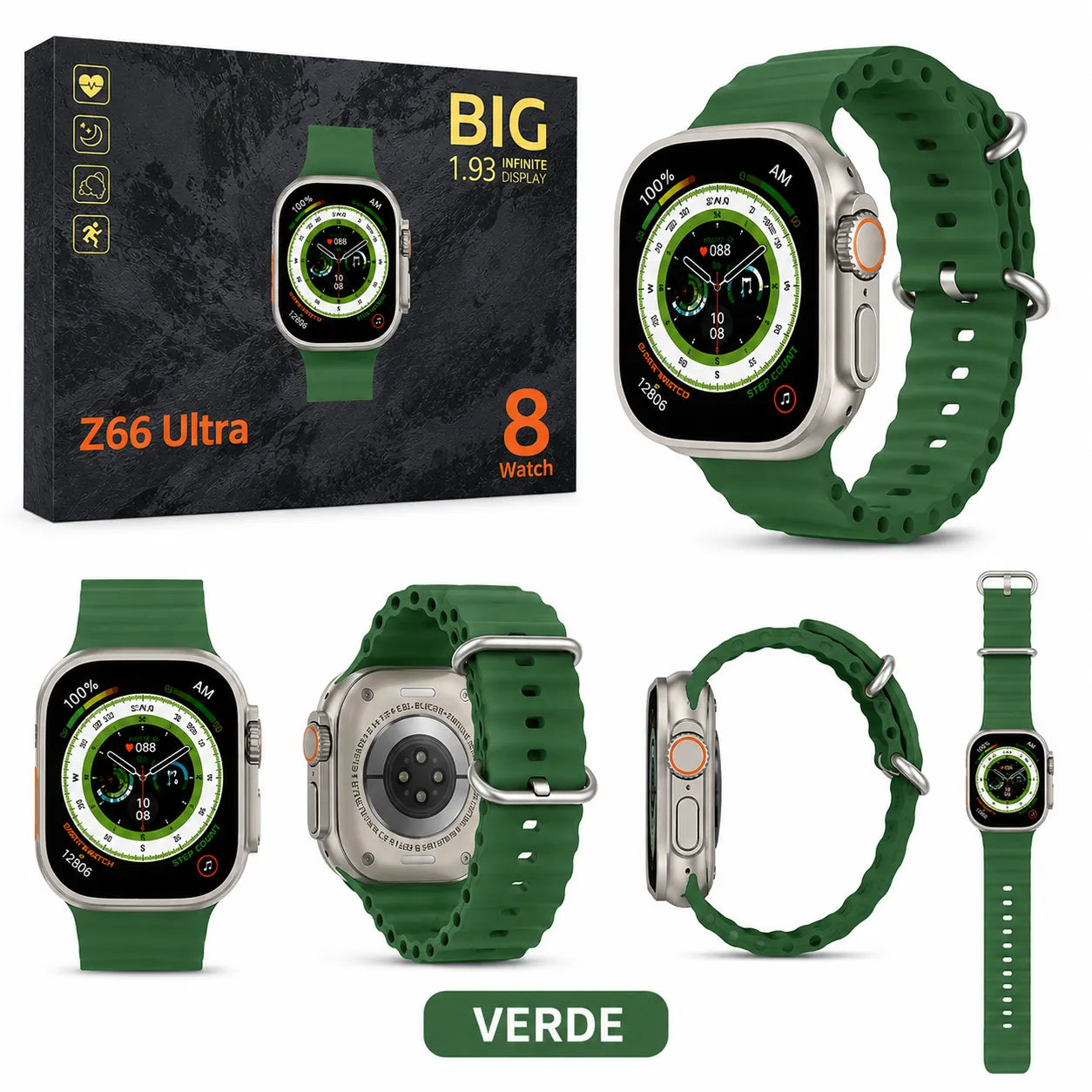 Orologio watch8 z66 ultra smart watch tracker fitness impermeabile con schermo da 1.93 pollici
