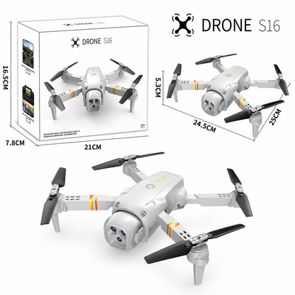 Drone S16 Pieghevole con Telecamera HD – Controllo Smartphone WiFi | Mini Drone 4K 1080p con Modalità Headless