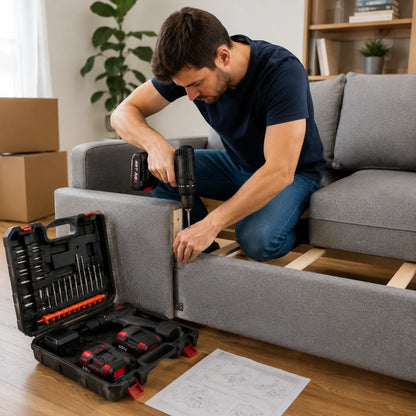 Trapano Avvitatore a Batteria 48V con Percussione – Kit Completo con 2 Batterie e Valigetta