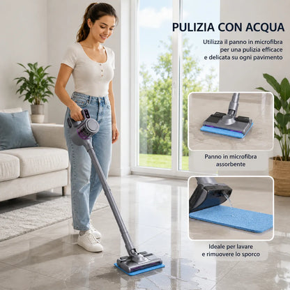Aspirapolvere Senza Fili 2-in-1 con Funzione Lavaggio/Mop, Portatile e Verticale