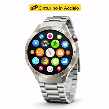 Smartwatch H2 con Chiamate, Notifiche, Monitoraggio Salute e Sport, 3 Cinturini Intercambiabili