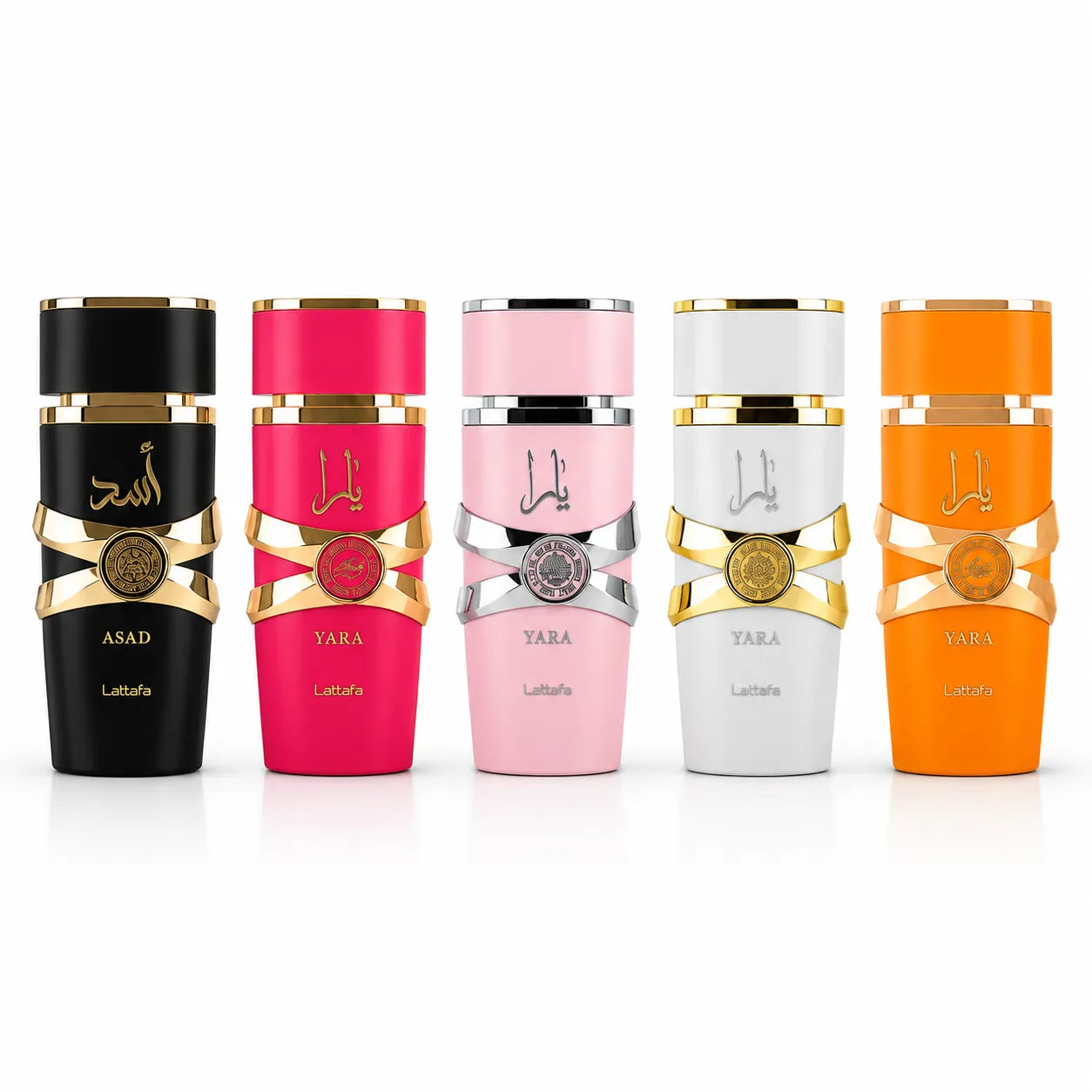 Set Profumi Lattafa Yara Collection 5 x 30 ml – Asad, Yara Pink, Yara Rosa, Yara White e Yara Orange – Eau de Parfum Unisex e Donna