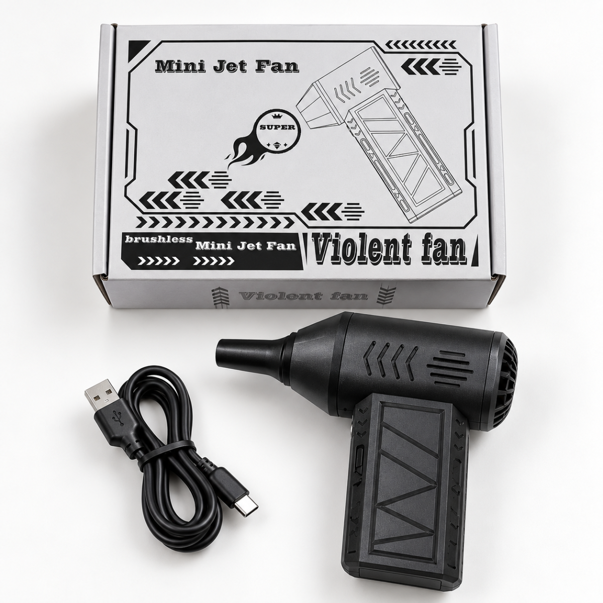 Mini Turbo Soffiatore Elettrico Portatile Ricaricabile USB Brushless Jet Fan ad Aria Compressa con Bocchetta – Pulizia PC, Tastiere, Auto e Polvere