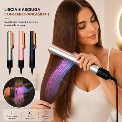 Silk One Piastra Asciuga e Liscia Capelli 2 in 1 ad Aria – Asciugacapelli e Piastra Lisciante – Capelli Asciutti e Lisci in un Solo Passaggio – Controllo Intelligente della Temperatura