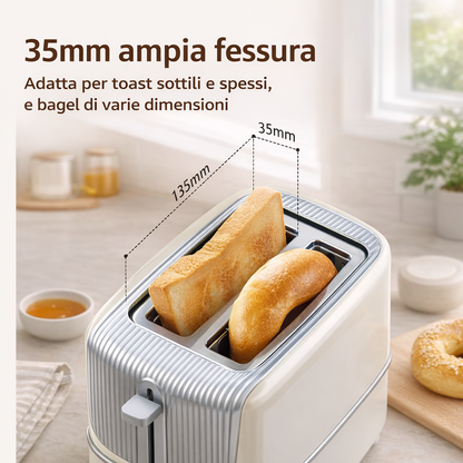 Toaster 2 Slice 800W Compatto e Moderno con 7 Livelli di Tostatura Funzioni Scongelamento e Riscaldamento Ideale per Colazione Disponibile in Diversi Colori